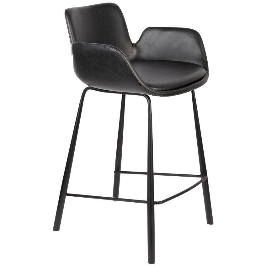 Černá koženková barová židle ZUIVER BRIT