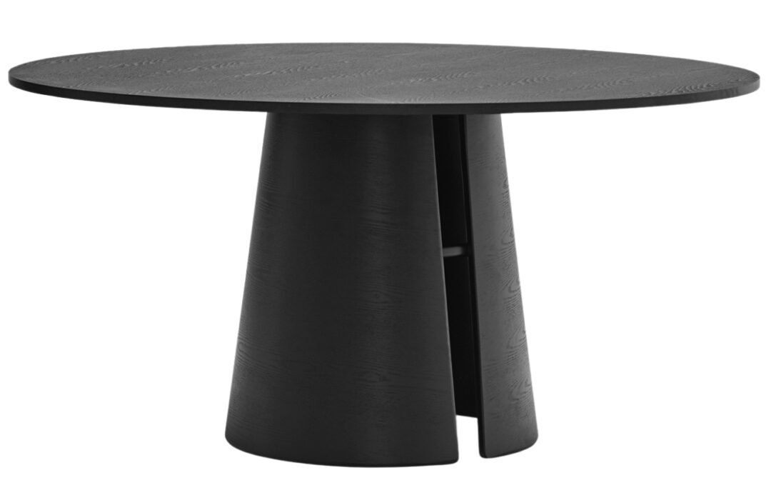 Černý jasanový kulatý jídelní stůl Teulat