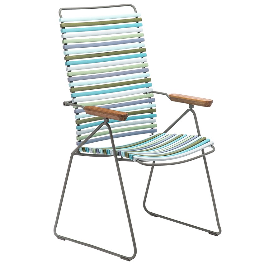 Modrozelená plastová polohovací zahradní židle