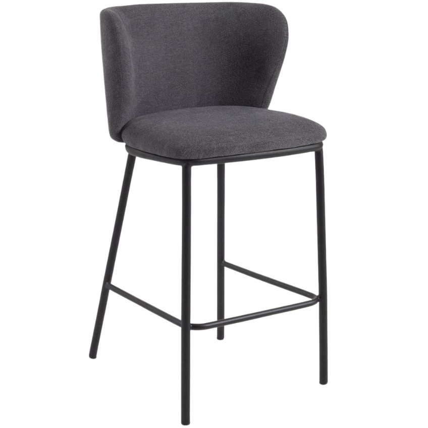 Tmavě šedá látková barová židle Kave