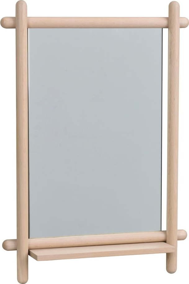 Nástěnné zrcadlo s poličkou s dřevěným rámem