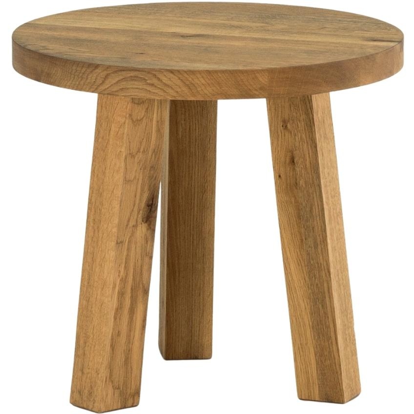 Masivní dubový kulatý odkládací stolek Cioata