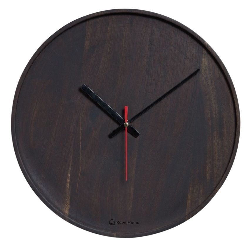 Černé akátové nástěnné hodiny Kave Home