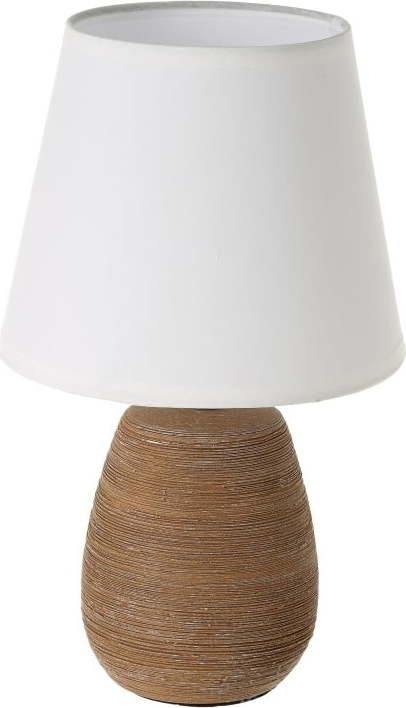 Hnědá keramická stolní lampa s textilním stínidlem (výška