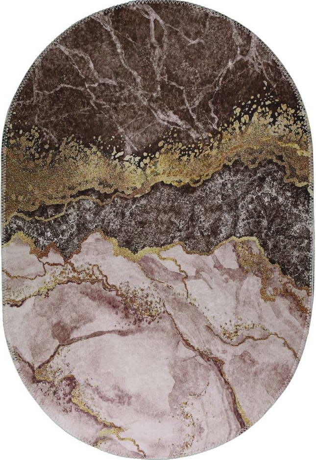 Pratelný koberec v hnědo-zlaté barvě 60x100