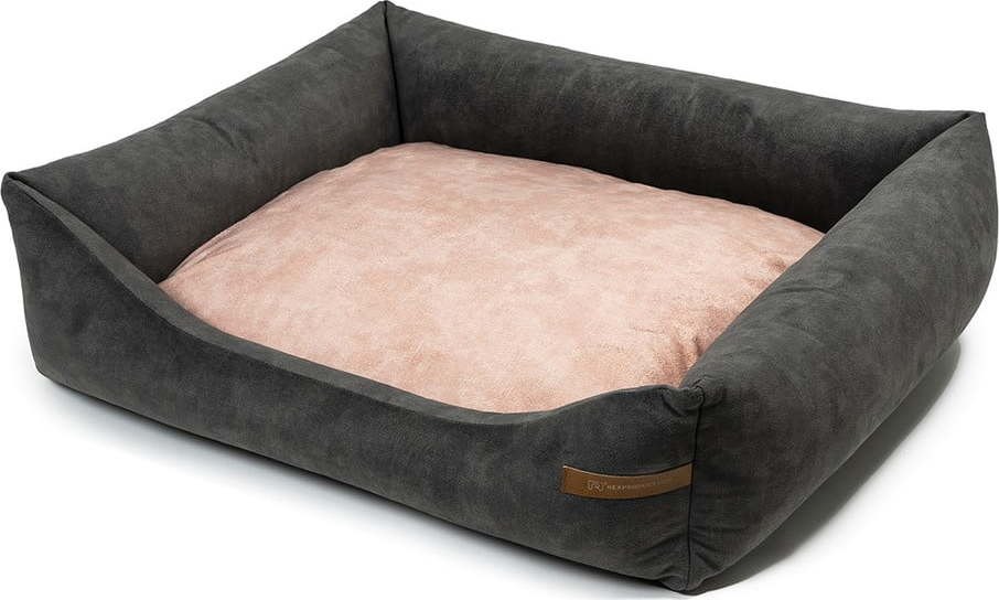Růžovo-tmavě šedý pelíšek pro psa 65x75 cm