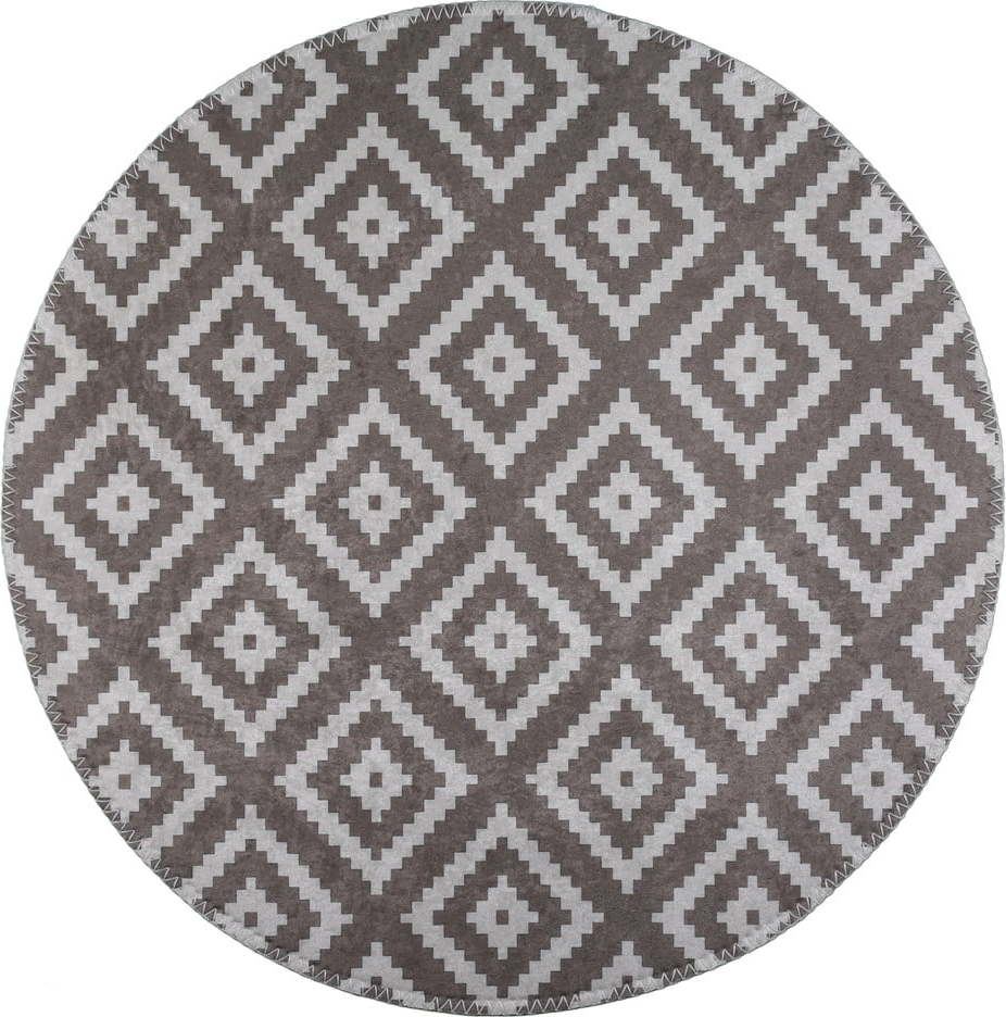 Světle hnědý pratelný kulatý koberec ø
