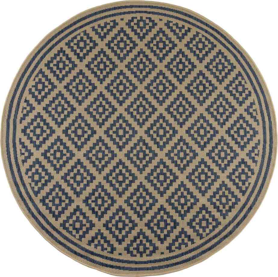 Modro-béžový kulatý venkovní koberec ø 160 cm