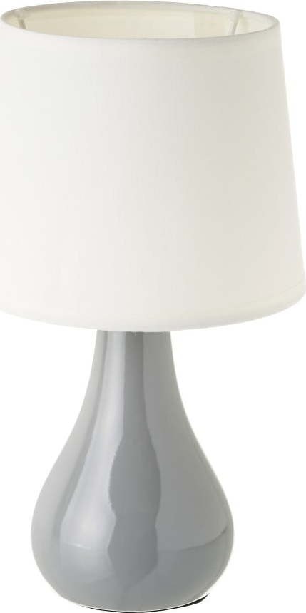 Bílo-šedá keramická stolní lampa s textilním stínidlem (výška