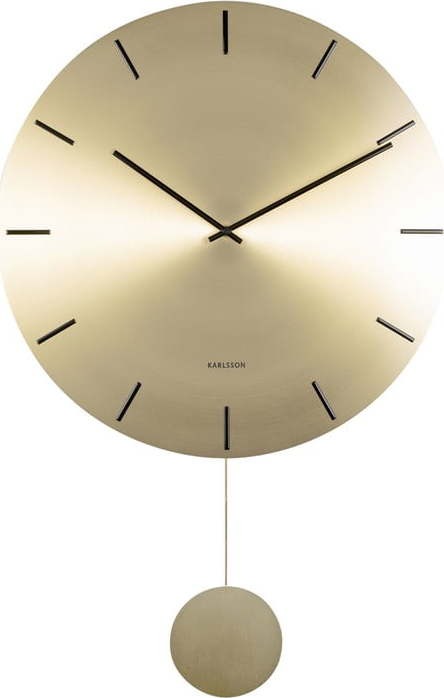 Nástěnné kyvadlové hodiny ve zlaté barvě Karlsson
