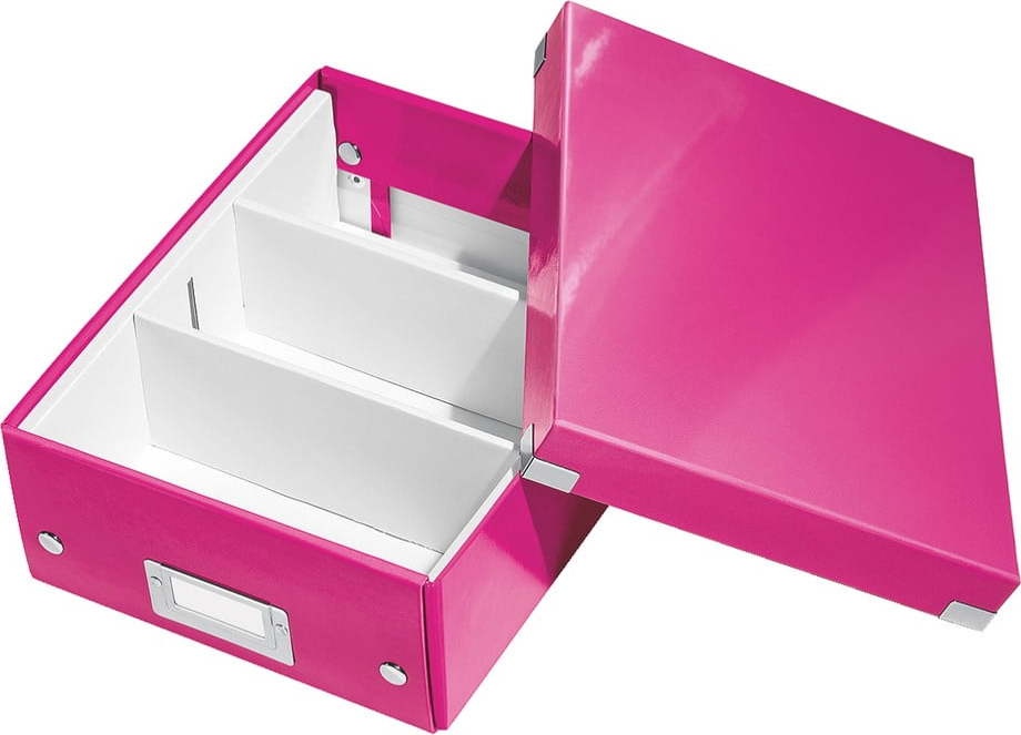 Růžový kartonový úložný box s víkem