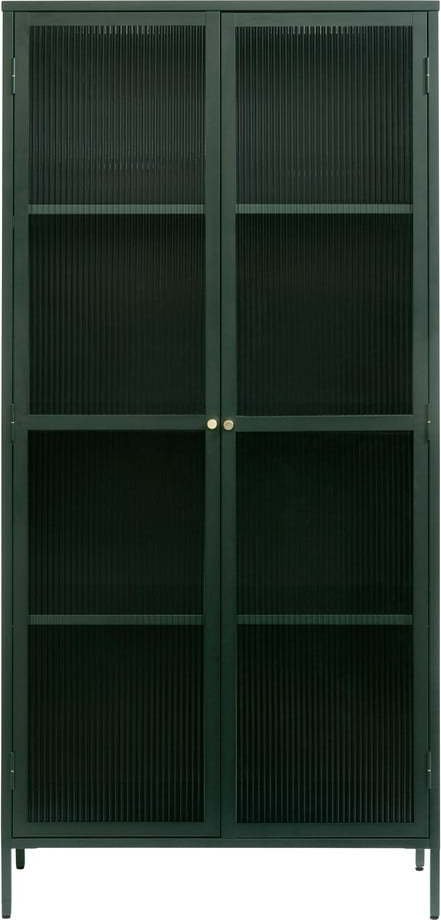 Tmavě zelená kovová vitrína 90x190 cm