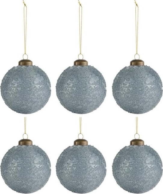Sada 6 modro-šedých vánočních ozdob