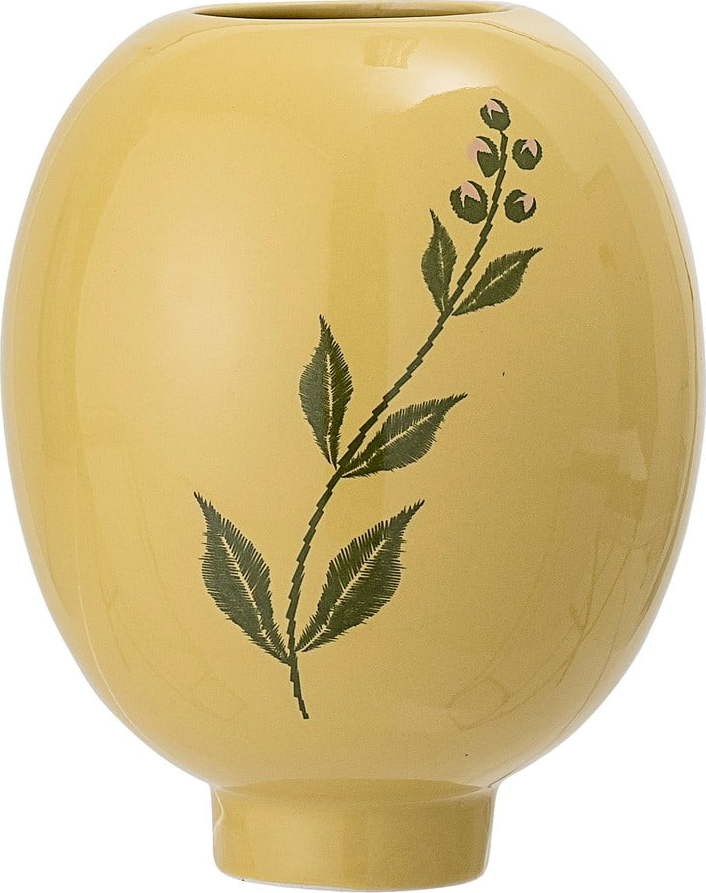 Žluto-zelená váza z kameniny