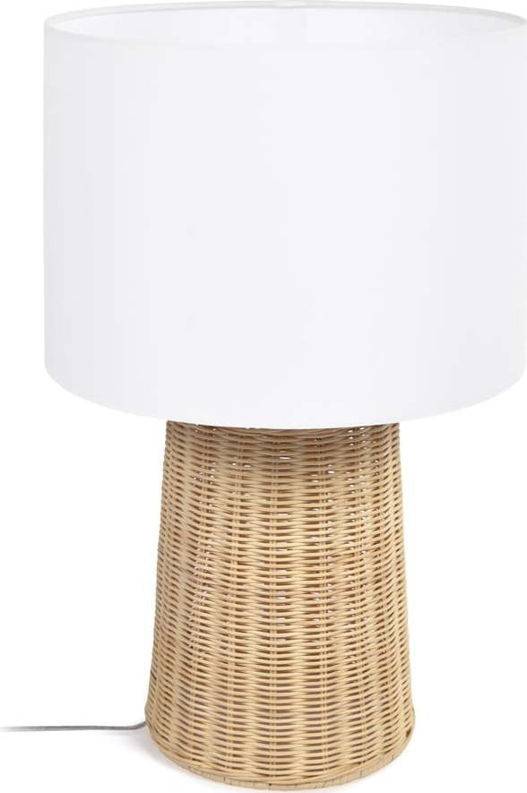 Stolní lampa v přírodní barvě s textilním stínidlem (výška