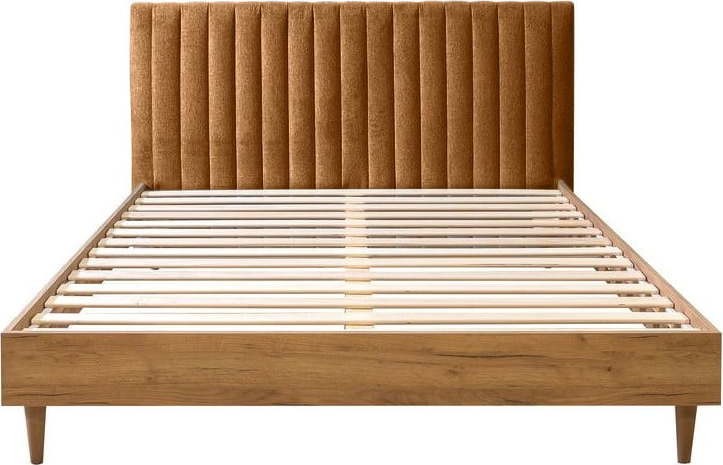 Dvoulůžková postel s roštem 160x200 cm v měděné/přírodní