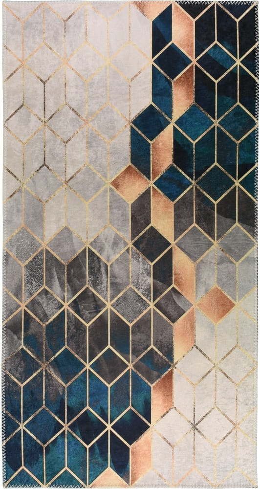 Modro-krémový pratelný koberec 120x180 cm