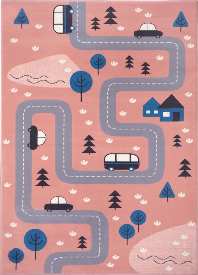 Růžový dětský koberec 80x150 cm Adventures