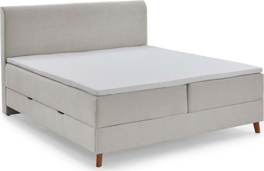 Béžová boxspring postel s úložným prostorem 180x200