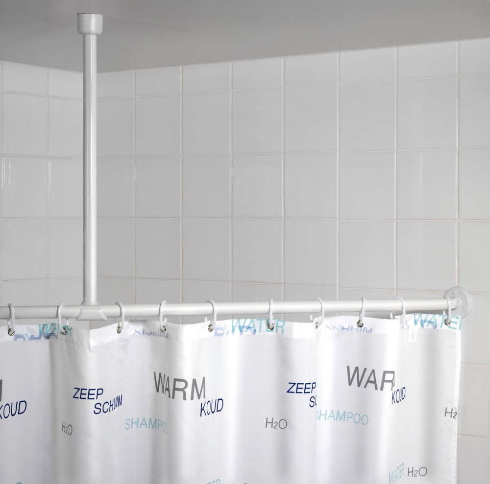Bílá stropní opěra pro sprchový závěs