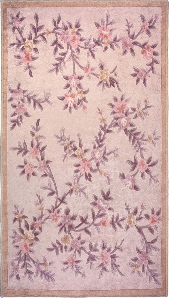 Světle růžový pratelný koberec 150x80