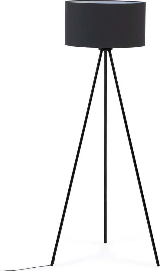 Černá stojací lampa s textilním stínidlem (výška 157