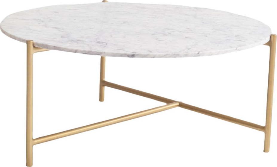 Bílý mramorový kulatý konferenční stolek ø 80 cm