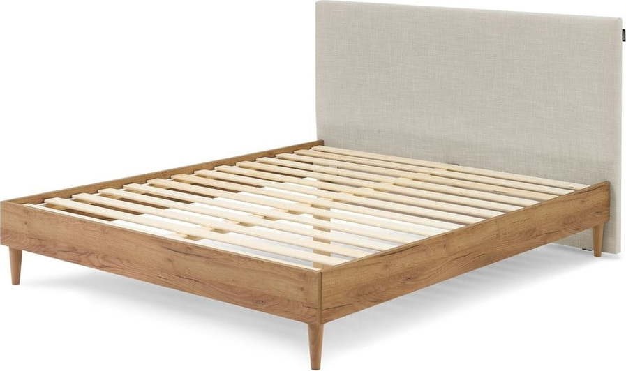 Béžová/přírodní dvoulůžková postel s roštem 160x200 cm