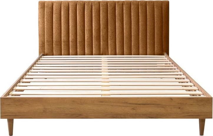 Dvoulůžková postel s roštem 180x200 cm v měděné/přírodní