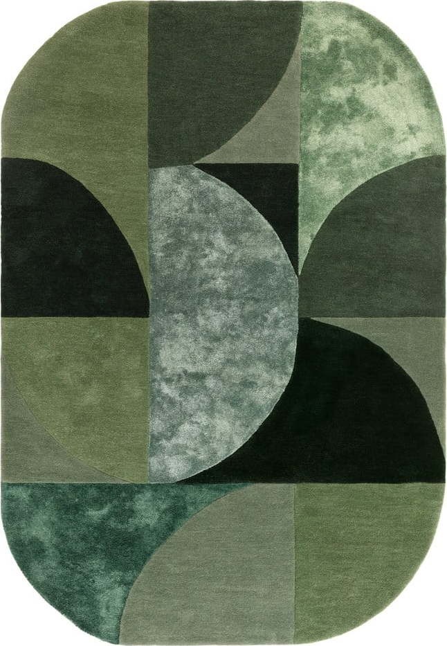 Tmavě zelený vlněný koberec 160x230 cm