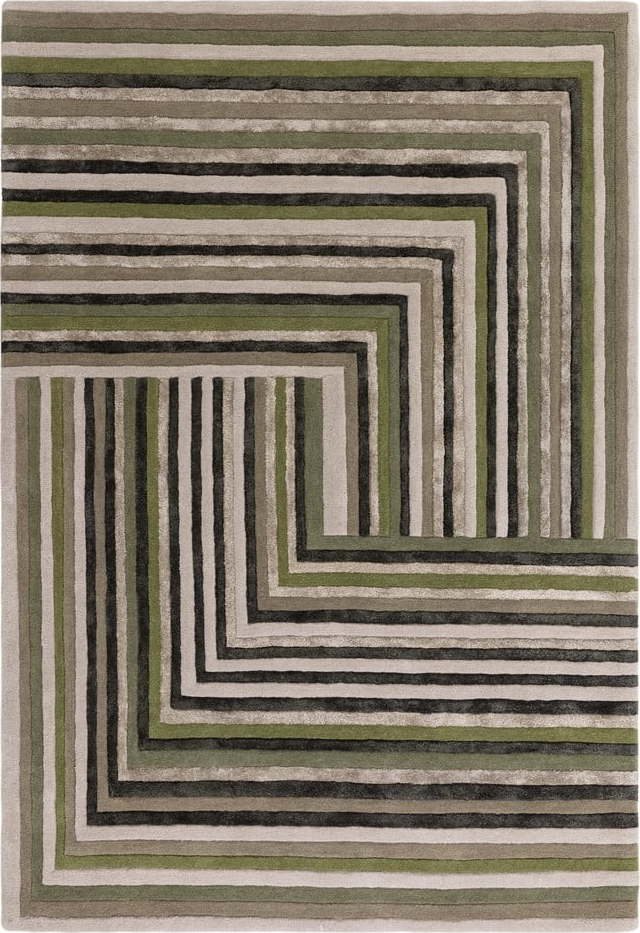 Zelený vlněný koberec 200x300 cm Network