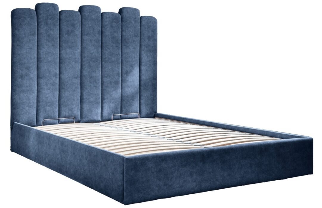Modrá sametová dvoulůžková postel Miuform Dreamy Aurora