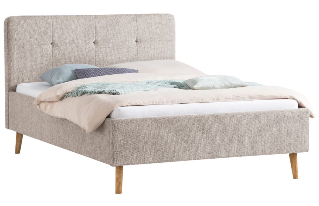Béžová čalouněná dvoulůžková postel Meise Möbel Smart