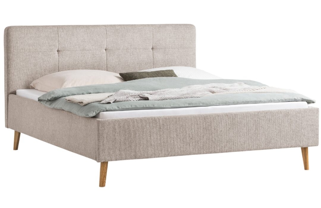 Béžová čalouněná dvoulůžková postel Meise Möbel Smart